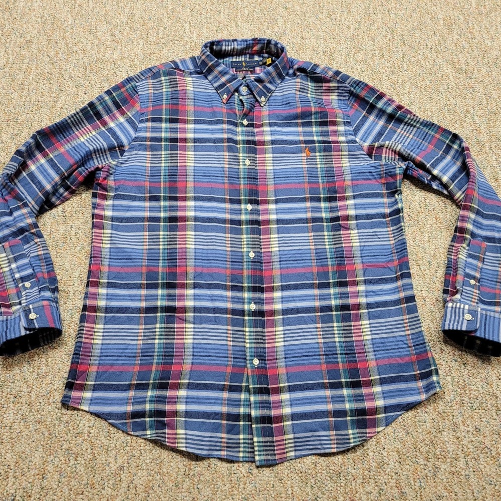 Polo Ralph Lauren Shirt‎ Mens 2XL Plaid Slim Fit Performance Flannel Button Down